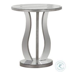 Brushed Silver Mirror 20" End Table