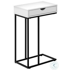 3770 White and Black Metal 25" Accent Table