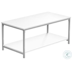 3800 White And Silver 40" Coffee Table