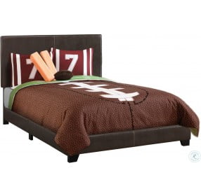 5910F Dark Brown Full Upholstered Panel Bed