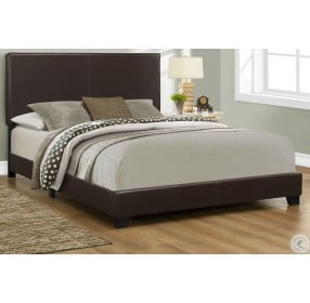 5910Q Dark Brown Queen Upholstered Panel Bed
