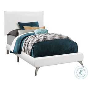 5953T White Twin Upholstered Panel Bed