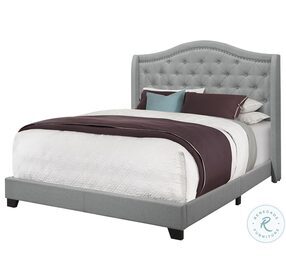 5966Q Grey Upholstered Queen Panel Bed