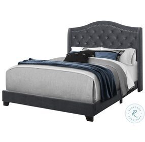 5968Q Dark Grey Upholstered Queen Panel Bed