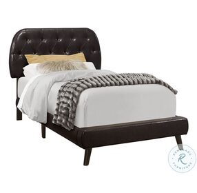 5982T Brown Twin Upholstered Panel Bed