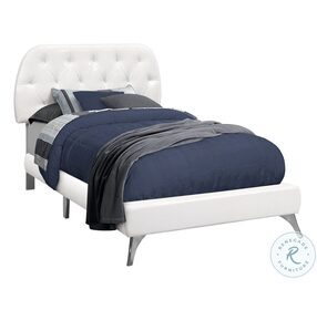 5983T White Twin Upholstered Panel Bed