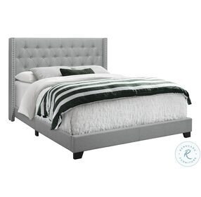 5984Q Grey Queen Upholstered Panel Bed