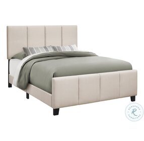 6026Q Beige And Black Queen Upholstered Panel Bed