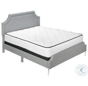 6035Q Grey Upholstered Queen Panel Bed
