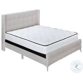 6041Q Beige Upholstered Queen Panel Bed