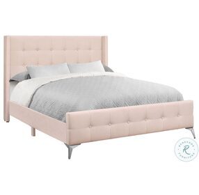 6042Q Pink Queen Upholstered Panel Bed