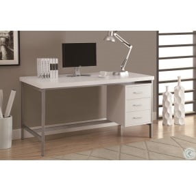 7046 White Silver Metal 60" Office Desk