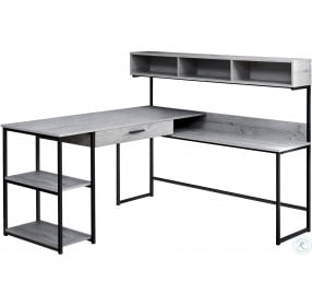 Grey and Black Corner Computer Desk