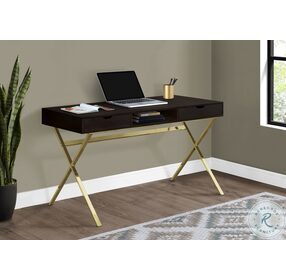 7210 Espresso and Gold 48" Home Office Set