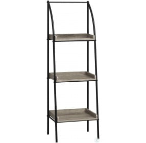 48" Dark Taupe And Black Metal Bookcase