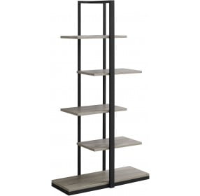 7232 60" Dark Taupe And Black Metal Bookcase