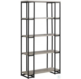 7241 60" Dark Taupe And Black Metal Bookcase
