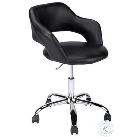 Black and Chrome Metal Swivel Office Chair
