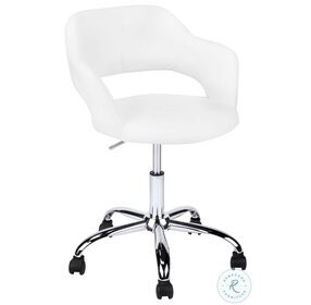 White and Chrome Metal Swivel Office Chair