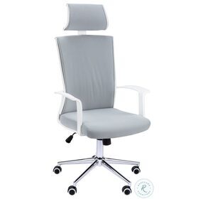 7301 White And Grey Fabric Adjustable Swivel Office Chair