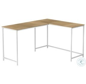 7397 Natural And White Metal 58" Computer L Desk
