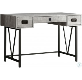 Gray Wood and Black Metal 48" Computer Desk
