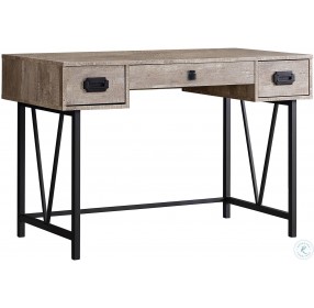 Taupe Wood and Black Metal 48" Computer Desk