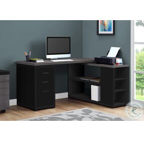 7419 Black L Shaped Computer Home Office Set