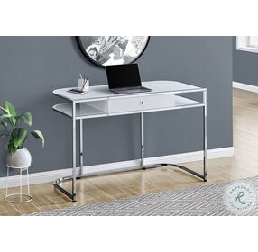 7520 White and Chrome 48" Home Office Set