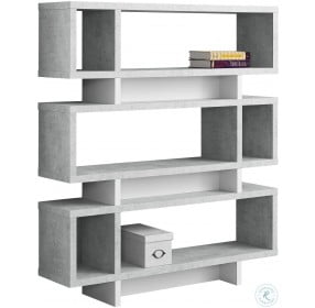 55" White And Cement Bookcase