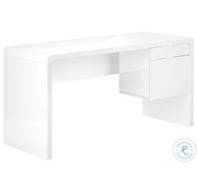7581 High Glossy White 2 Drawer Computer Desk