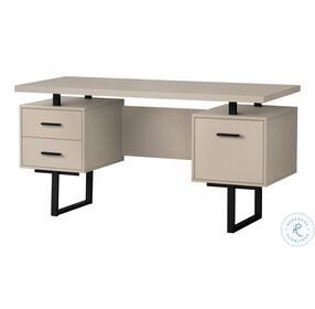 7629 Taupe And Black 60" Computer Desk