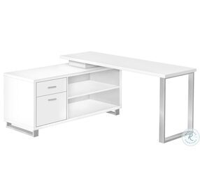 7716 White and Silver 72" Computer Desk