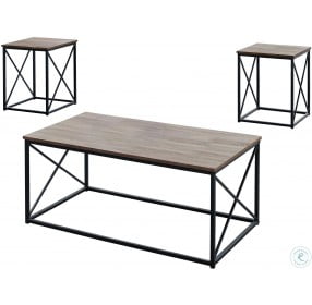 Dark Taupe and Black 3 Piece Occasional Table Set