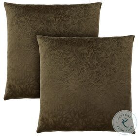 9263 Dark Green Floral Velvet 18" Pillow Set Of 2