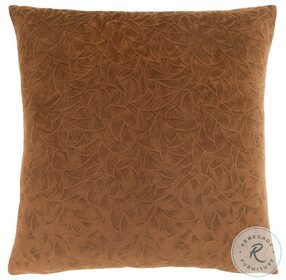 9268 Light Brown Floral Velvet 18" Pillow