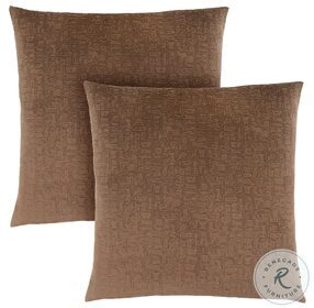 9277 Light Brown Mosaic Velvet 18" Pillow Set Of 2