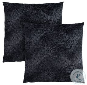 9333 Black Feathered Velvet 18" Pillow Set Of 2