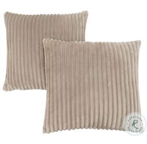 9355 Beige Ultra Soft Ribbed Style 18" Pillow Set Of 2