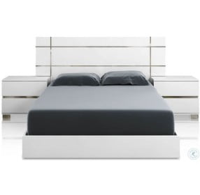 Vivente White High Gloss Icon Queen Panel Bed