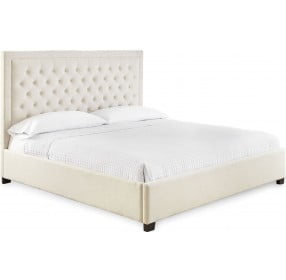 Isadora White Upholstered King Platform Bed