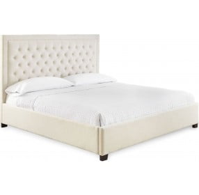 Isadora White Upholstered Queen Platform Bed