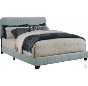 Mid-Century Blue Full Upholstered Bed