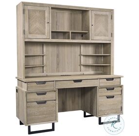 Harper Point Bleached Khaki 66" Credenza with Hutch
