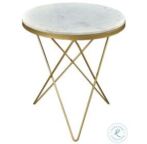 Haley White Marble And Gold Side Table