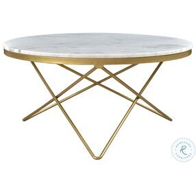 Haley White Marble And Gold Coffee Table