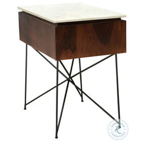 Dominic White Marble And Cappuccino Nightstand