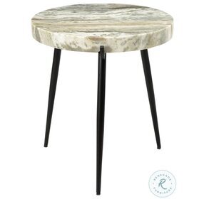 Brinley Brown Marble And Black Accent Table