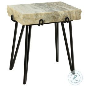 Alpert Brown Marble And Black Accent Table