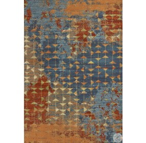 Illusions Blue And Coral Elements Medium Area Rug